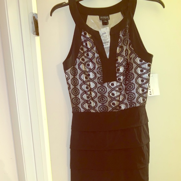 Size 8 Black and Tan Dress Fitted Waist - Picture 1 of 8